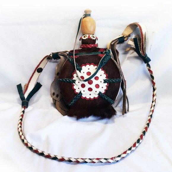 Vintage Hungarian Wooden-Horsehair Hand Crafted Canteen-Kulacs-Flask - Picture 2 of 13